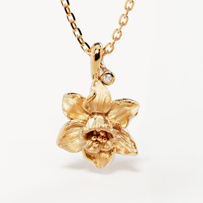 By Charlotte Birth Flower Necklace Daffodil - March, Gold