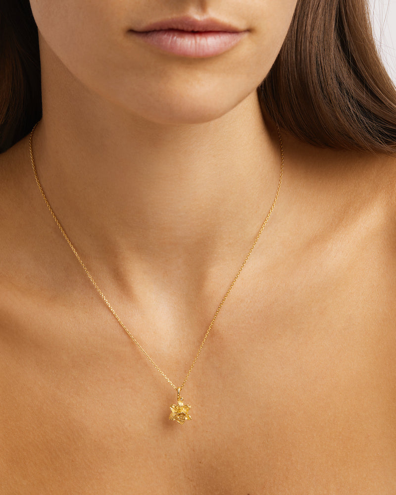 By Charlotte Birth Flower Necklace Daffodil - March, Gold