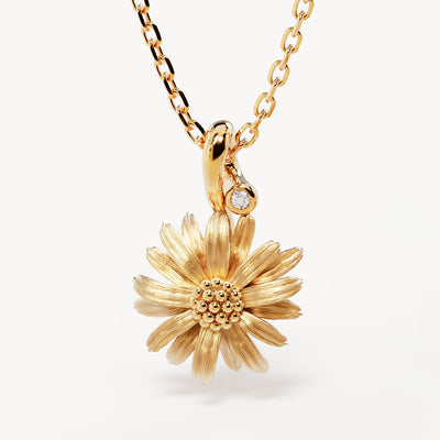 By Charlotte Birth Flower Necklace Daisy - April, Gold