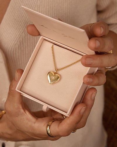 By Charlotte Large Heart Lotus Locket Pendant, Gold