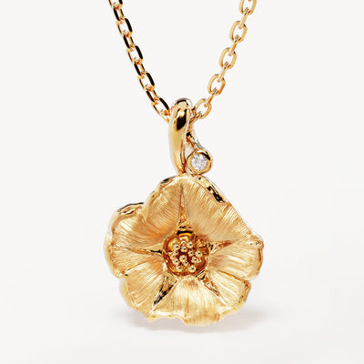 By Charlotte Birth Flower Necklace Morning Glory - September, Gold
