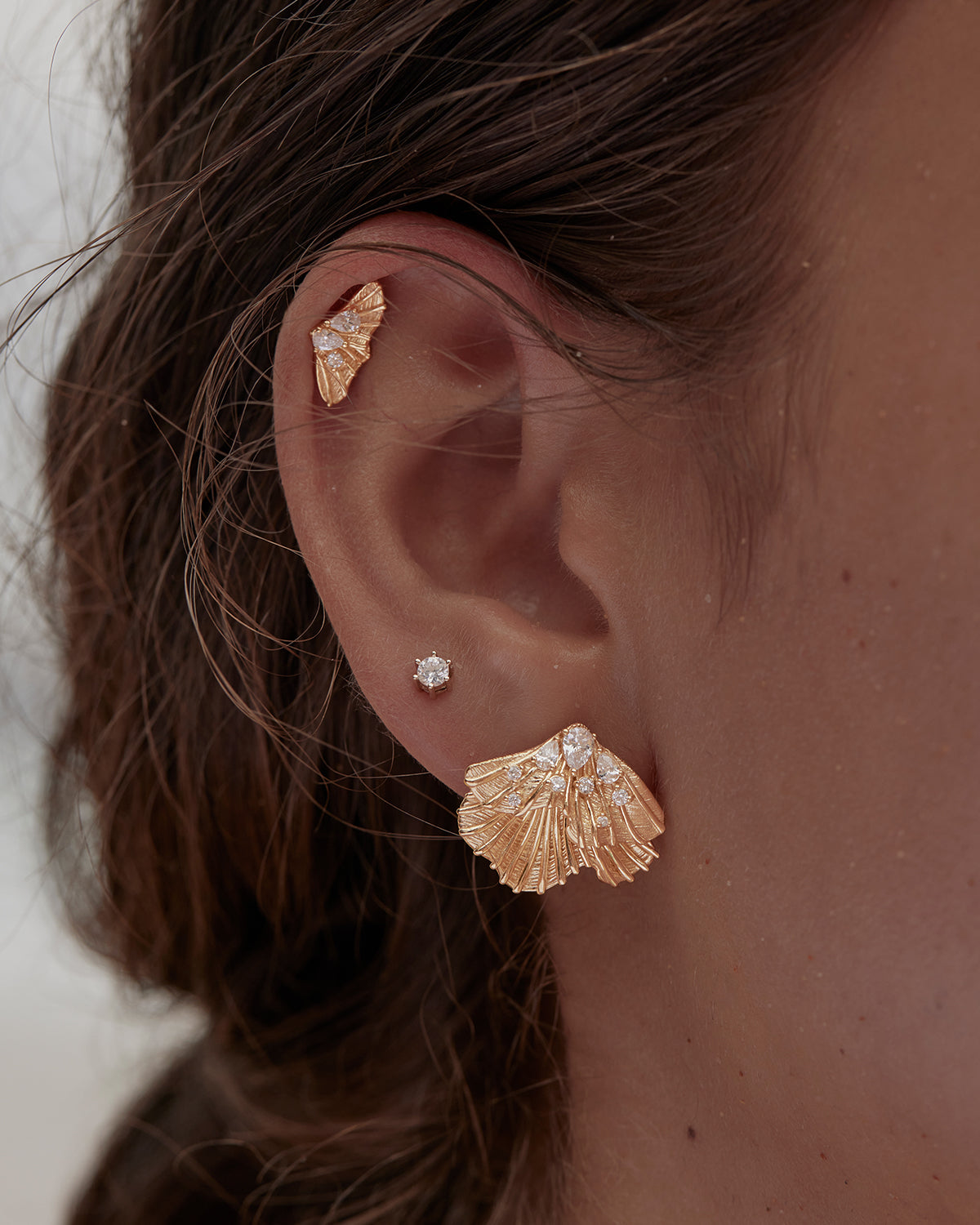 By Charlotte Ocean Whisper Stud Earrings, Gold
