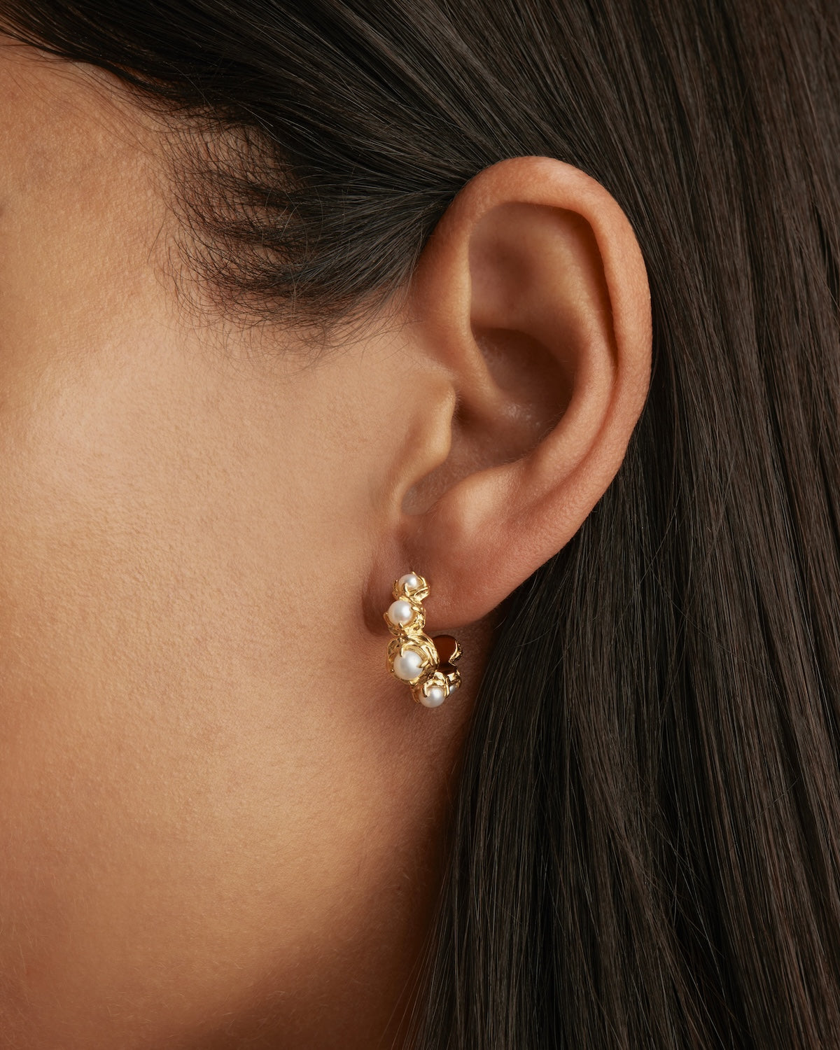 By Charlotte Peace Within Pearl Hoops, Gold