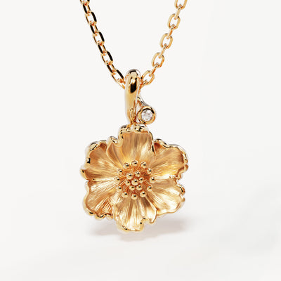 By Charlotte Birth Flower Necklace Poppy - August, Gold
