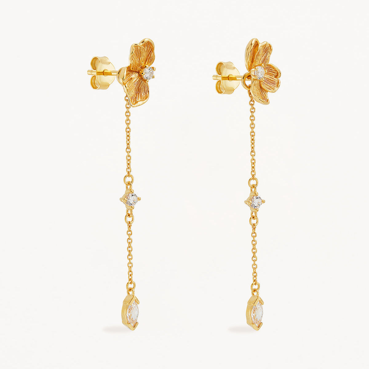 By Charlotte Serene Lotus Chain Earrings, Gold