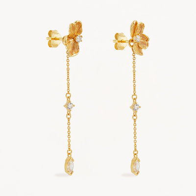By Charlotte Serene Lotus Chain Earrings, Gold