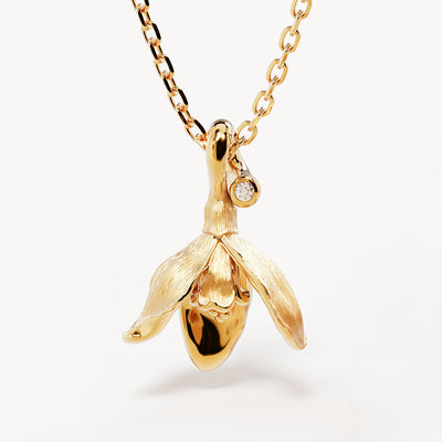 By Charlotte Birth Flower Necklace Snowdrop - January, Gold