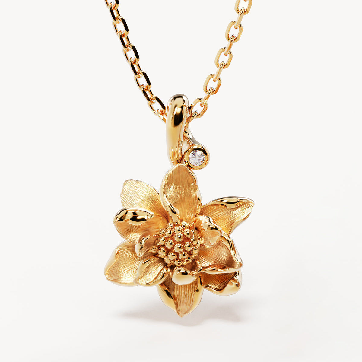 By Charlotte Birth Flower Necklace Water Lily - July, Gold