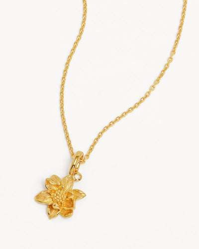 By Charlotte Birth Flower Necklace Water Lily - July, Gold