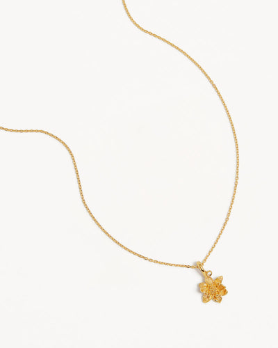 By Charlotte Birth Flower Necklace Water Lily - July, Gold