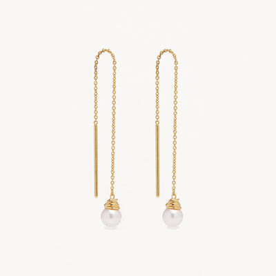 By Charlotte Whispers of Tranquillity Pearl Thread Earrings, Gold