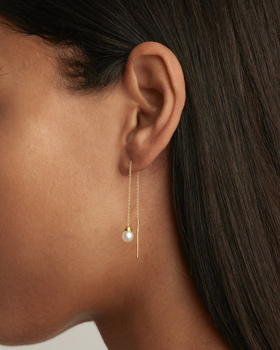 By Charlotte Whispers of Tranquillity Pearl Thread Earrings, Gold