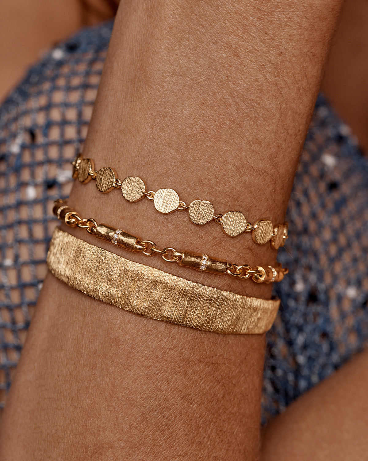 By Charlotte Woven Light Coin Bracelet, Gold or Silver