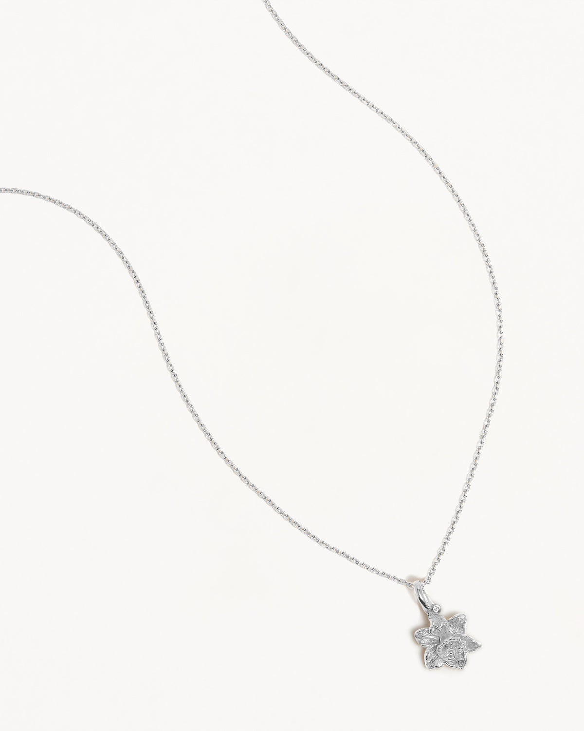 By Charlotte Birth Flower Necklace Daffodil - March, Silver
