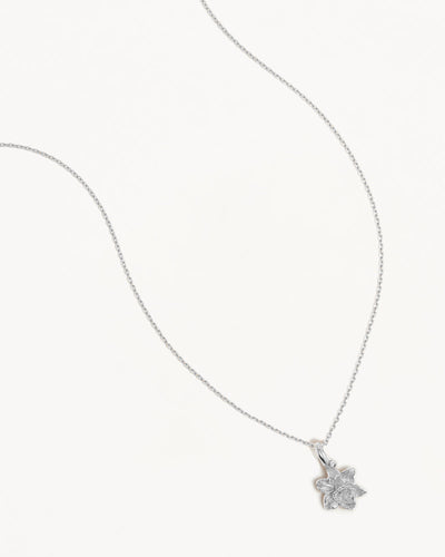 By Charlotte Birth Flower Necklace Daffodil - March, Silver