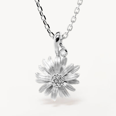 By Charlotte Birth Flower Necklace Daisy - April, Silver