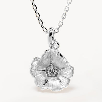 By Charlotte Birth Flower Necklace Morning Glory - September, Silver