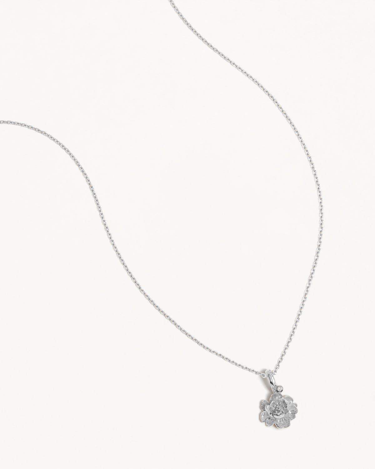 By Charlotte Birth Flower Necklace Peony - November, Silver