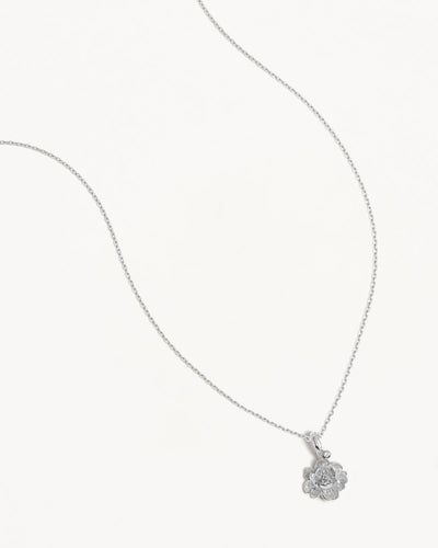 By Charlotte Birth Flower Necklace Peony - November, Silver