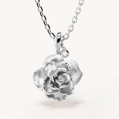 By Charlotte Birth Flower Necklace Rose - June, Silver