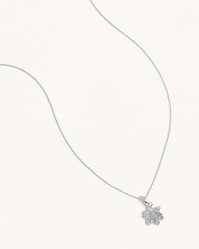 By Charlotte Birth Flower Necklace Water Lily - July, Silver