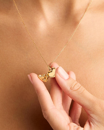 By Charlotte Heart Lotus Locket Pendant, Gold or Silver