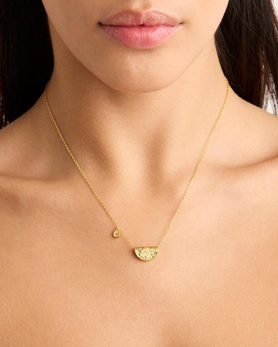 By Charlotte Lotus Birthstone Necklace (June - Moonstone), Gold