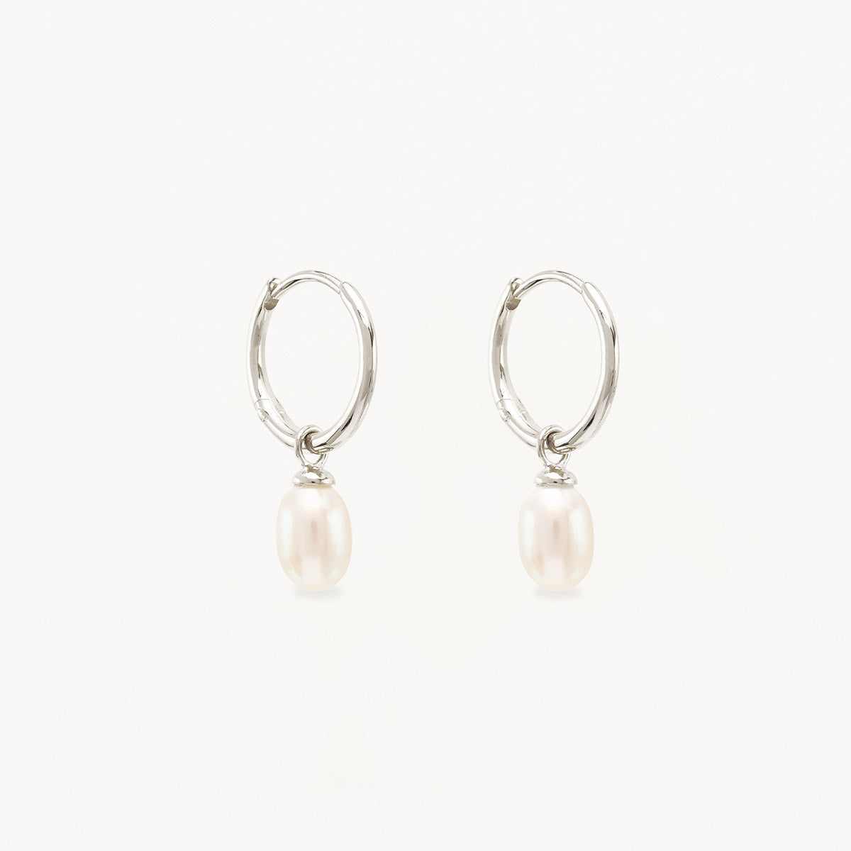 By Charlotte Live in Peace Pearl Hoop Earrings, Silver