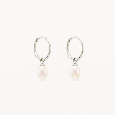 By Charlotte Live in Peace Pearl Hoop Earrings, Silver