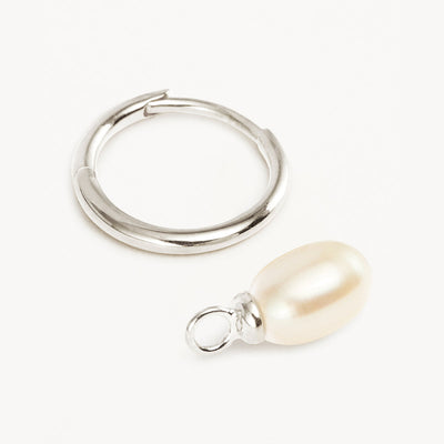 By Charlotte Live in Peace Pearl Hoop Earrings, Silver