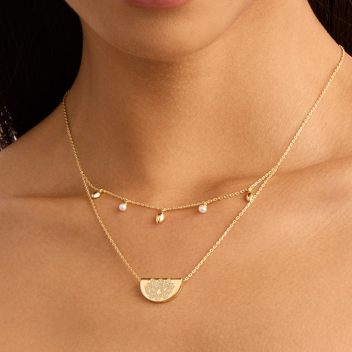 By Charlotte Live in Peace Lotus Necklace, Gold