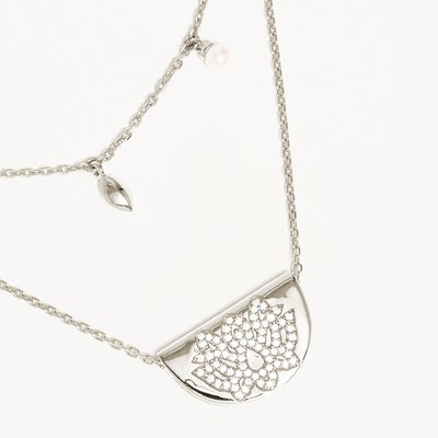 By Charlotte Live in Peace Lotus Necklace, Silver