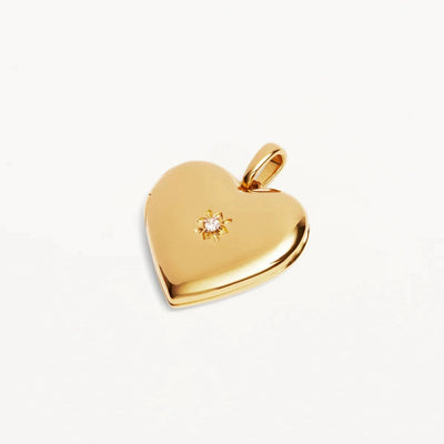 By Charlotte Large Heart Lotus Locket Pendant, Gold