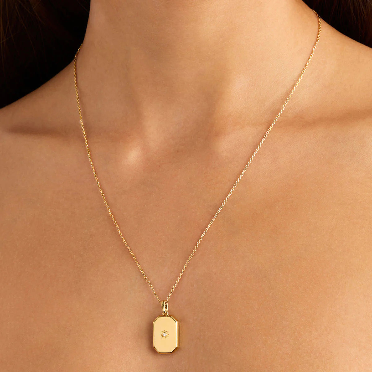 Rectangular Gold Locket By Charlotte Rectangular Lotus Locket Gold or Silver | Lily & Mitchell ...