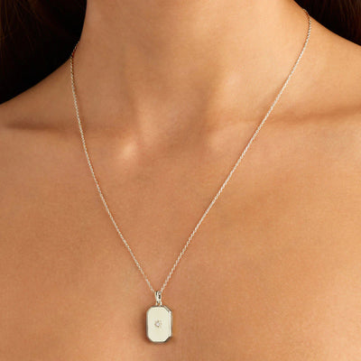By Charlotte Rectangular Lotus Locket Pendant, Gold or Silver
