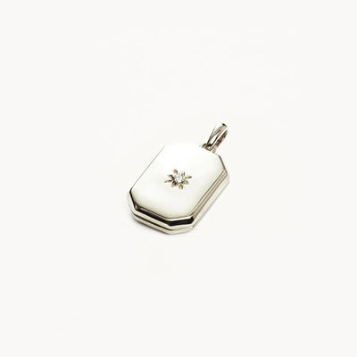 By Charlotte Rectangular Lotus Locket Pendant, Gold or Silver