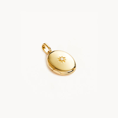 By Charlotte Rounded Lotus Locket Pendant, Gold or Silver