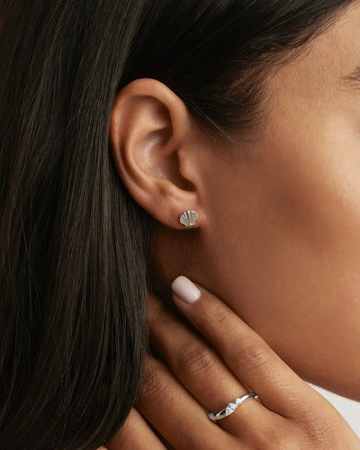 By Charlotte By the Shore Shell Stud Earrings, Silver