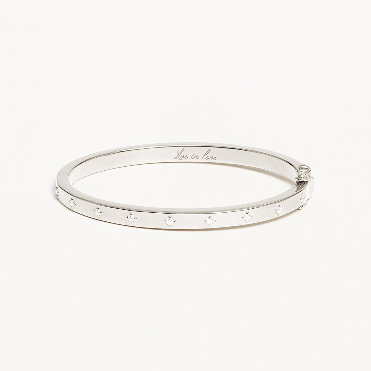 By Charlotte Live in Love Hinged Bracelet, Silver