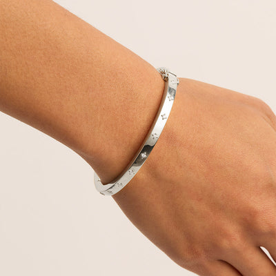 By Charlotte Live in Love Hinged Bracelet, Silver