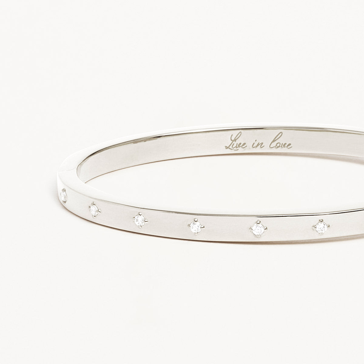 By Charlotte Live in Love Hinged Bracelet, Silver