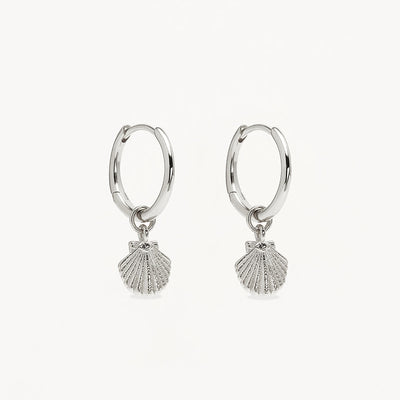 By Charlotte By the Shore Shell Hoops, Silver