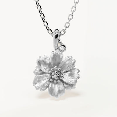 By Charlotte Birth Flower Necklace Cosmos - October, Silver