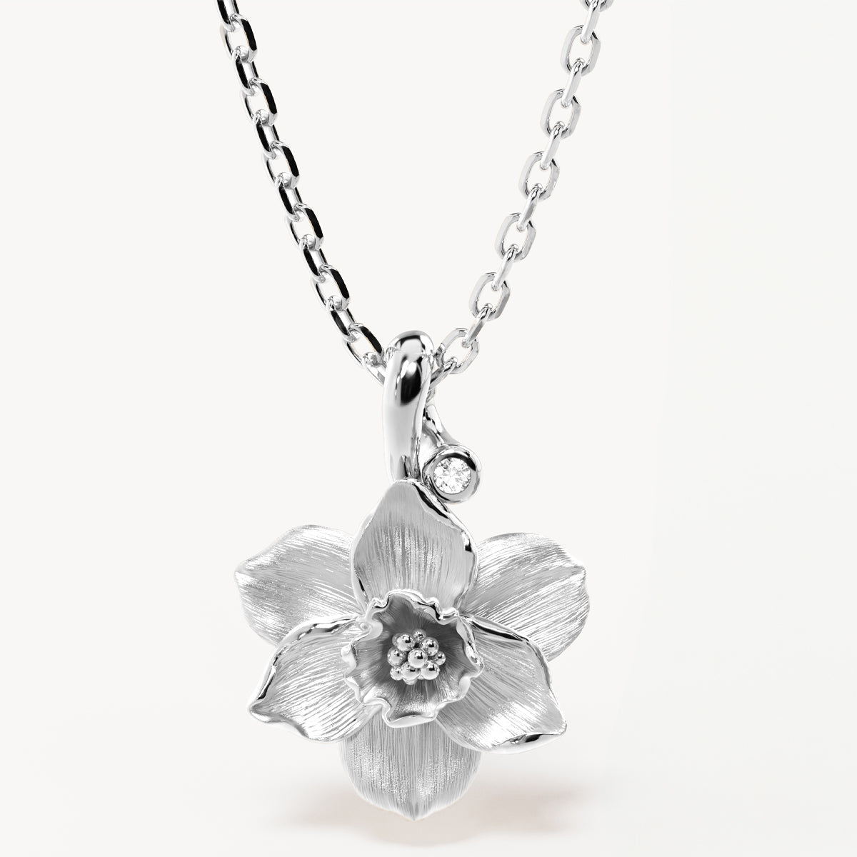 By Charlotte Birth Flower Necklace Narcissus - December, Silver