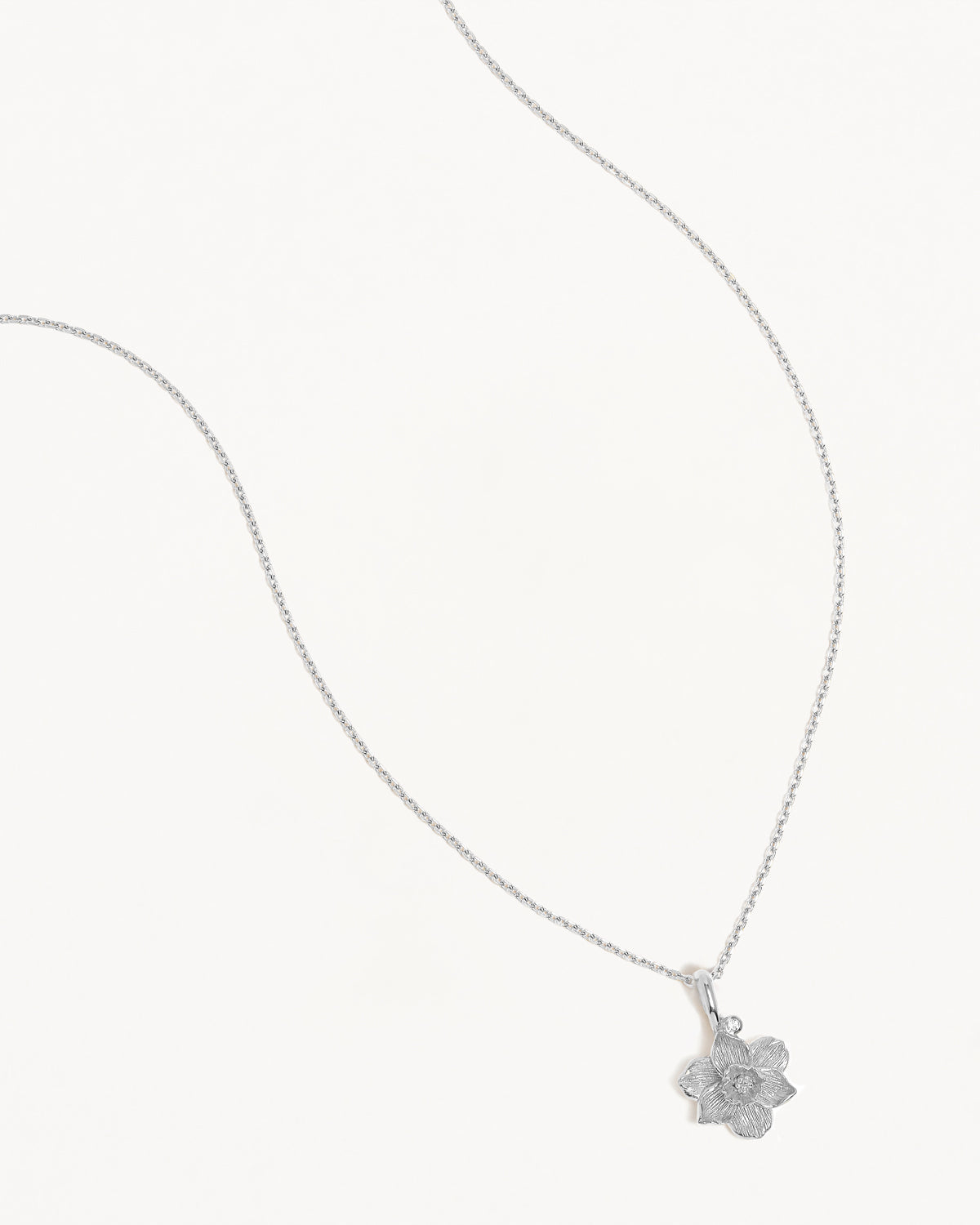 By Charlotte Birth Flower Necklace Narcissus - December, Silver