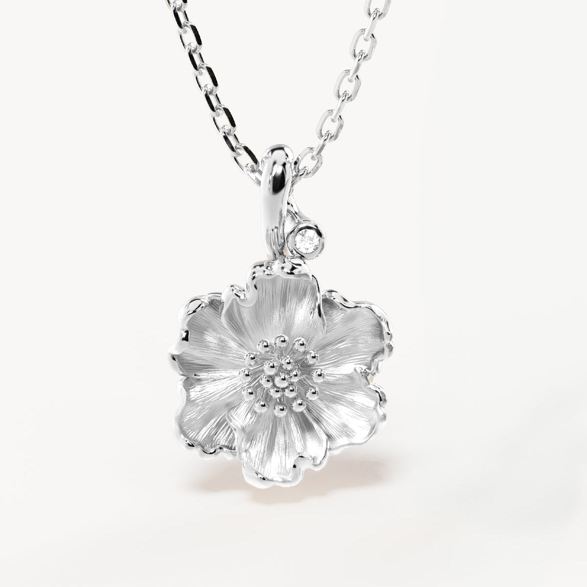 By Charlotte Birth Flower Necklace Poppy - August, Silver