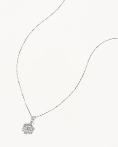 By Charlotte Birth Flower Necklace Poppy - August, Silver