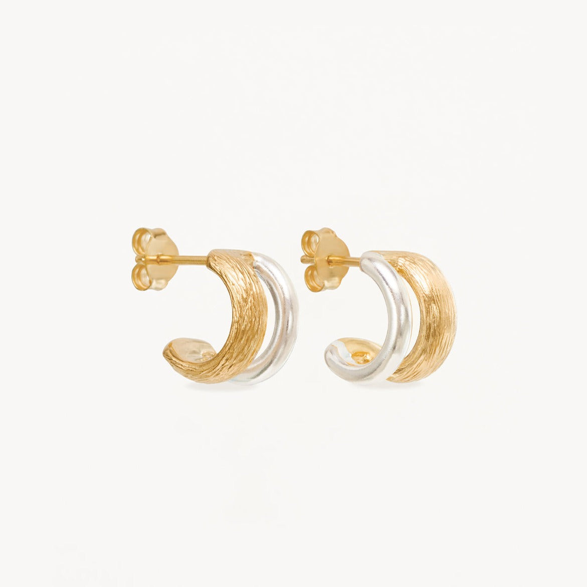 By Charlotte Two Tone Shield Hoop Earrings, Gold/ Silver