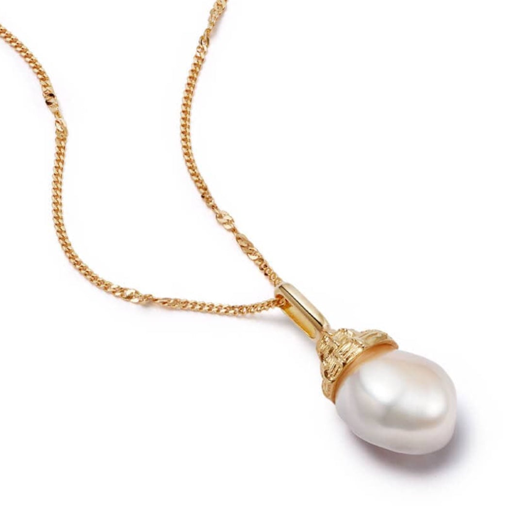 Daisy London Baroque Pearl Shell Necklace, Gold