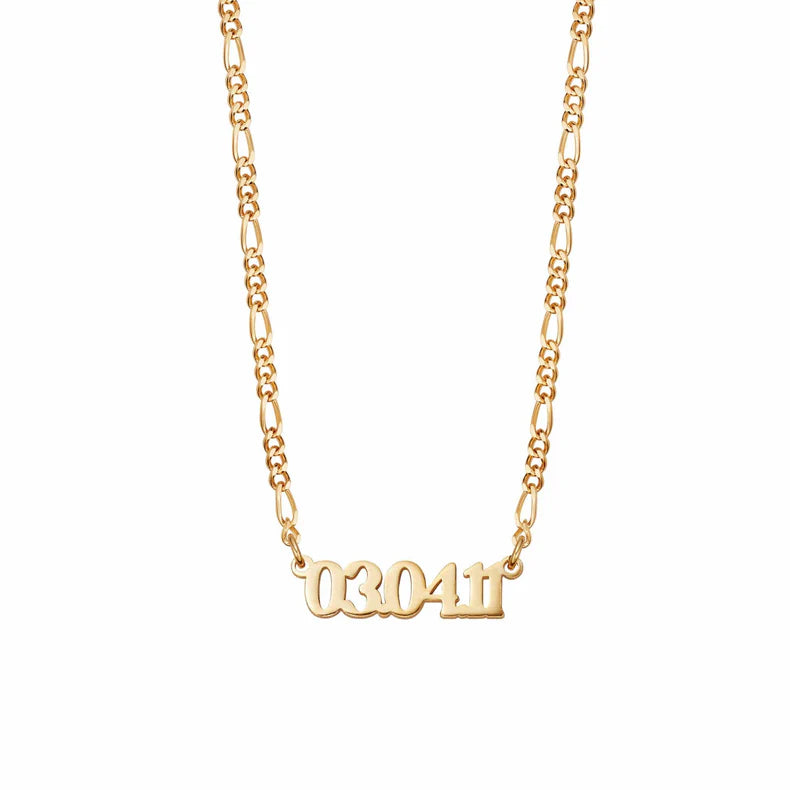 Daisy Personalised Date Necklace, Gold